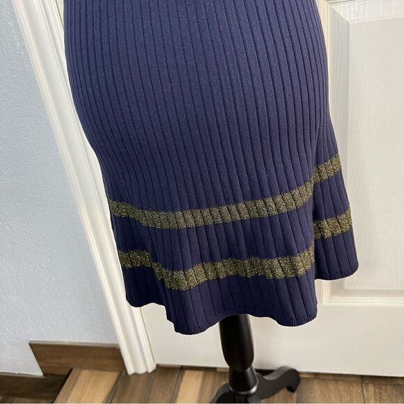 NEW! Ann Taylor Navy/Gold Academia Preppy Knit Sweater Skirt Size Small Petite - Picture 10 of 10